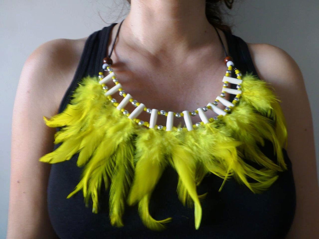 J7-Yellow Feather Necklace