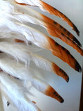 S4- Coiffe en plumes marron avec fourrure blanche