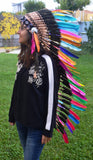 PRIX RÉDUIT E38-Extra Large coiffe de plumes colorées (43 pouces de long)