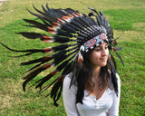 S36- Short double Feather Brown Headdress