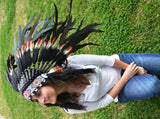 S36- Short double Feather Brown Headdress