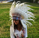 X50 White Feather Headdress / Warbonnet