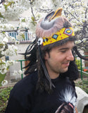 X30 Real Feather Warrior Indian Headdress, Native American Style Costume Hand Made WarBonnet Hat