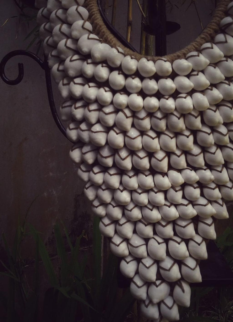 Papua Native Warrior necklace Full of natural white shells