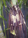 Dark Brown  Indian leather Handbag, Native American Style bag. Crossbody bag