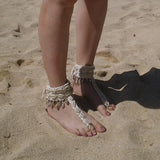 N412- Bracelet de cheville sandales avec coquillages