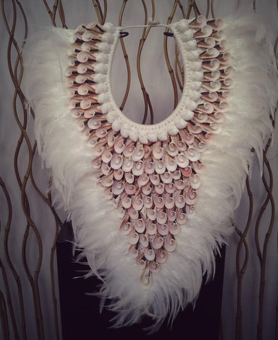 Papua Native Warrior necklace Full of natural pink shells