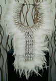 Papua Native Warrior necklace White feathers and white  shells.