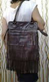 REDUCED PRICE!!!Texas Fringe Dark Brown Leather Bag / Boho Chic