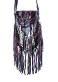 N46P- Dark Brown  Indian leather Handbag, Native American Style  bag. Crossbody bag