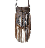 N48P- Antique Brown  Indian leather Handbag, Native American Style bag. Crossbody bag