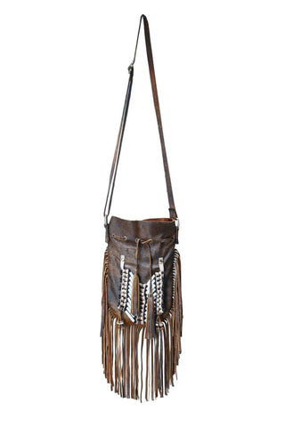 N48P- Antique Brown  Indian leather Handbag, Native American Style bag. Crossbody bag