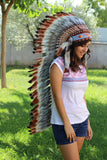 PRICE REDUCED . Z19 Extra Large Three color Brown Feather Headdress (43 inch long )