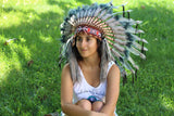 PRICE REDUCED N62- Grey Indian Headdress, native american Style warbonnet