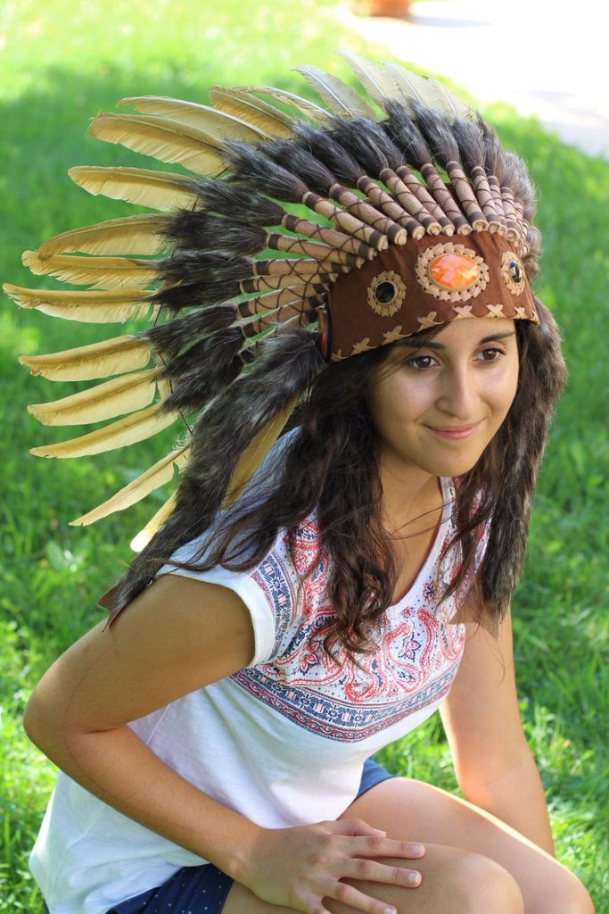 PRICE REDUCED N61- Golden Feather Headdress