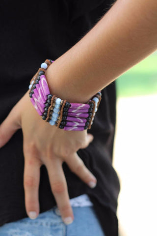 Bracelet en os violet,