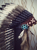 PRICE REDUCED N72 - Medium Indian White and Black Feather Headdress