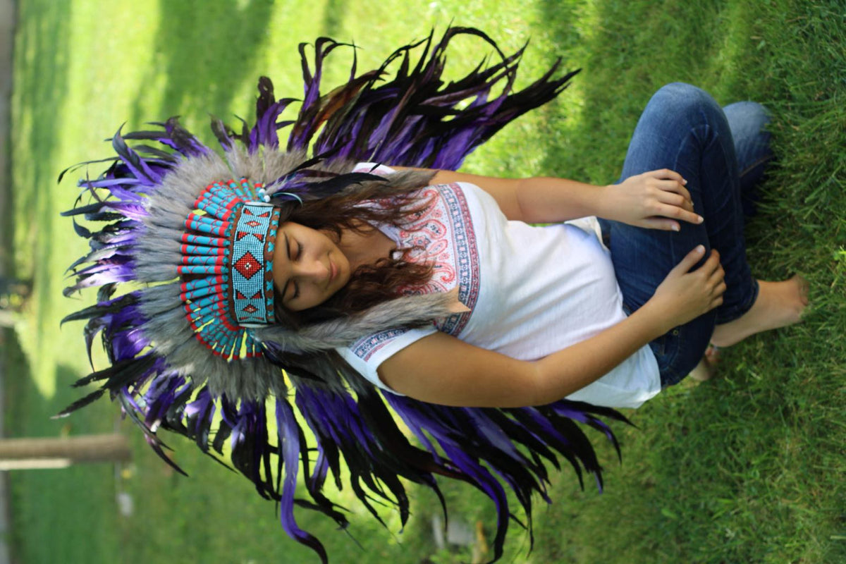 Purple Indian headdress Purple - Indian Chief Profile General Mascot| Sign Swag USA main image 3
