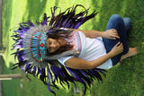 PRICE REDUCED Y24 Purple Feather Headdress (36 inch long )/war bonnet.