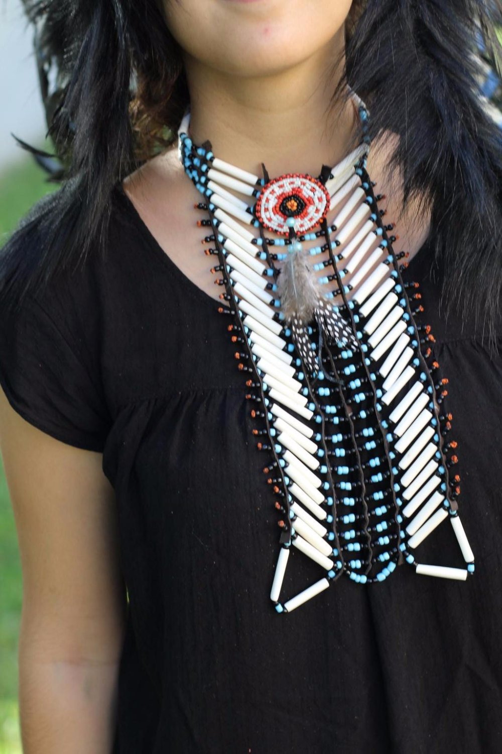 N418- Handmade Bone Choker / Necklace – theworldoffeathers