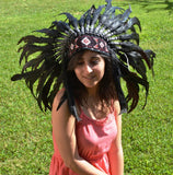 X52 Reduced Price !!! Black natural colour Feather Headdress / Warbonnet.
