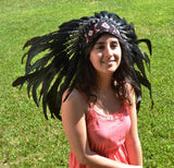X52 Reduced Price !!! Black natural colour Feather Headdress / Warbonnet.
