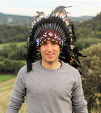 PRICE REDUCED Z16 Extra Large Brown colors Feather Headdress (43 inch long )