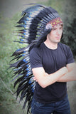 PRICE REDUCED N103- Extra Large blue doble Feather Headdress (43 inch long )
