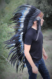 PRICE REDUCED N103- Extra Large blue doble Feather Headdress (43 inch long )