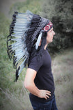 PRICE REDUCED N74- Medium Grey Headdress, native american Style warbonnet