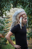 PRICE REDUCED Y30 Medium Olive- Brown Headdress, native american Style warbonnet