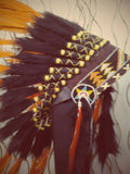 X16 Short Orange Sunset Feather Headdress. Perfect For Halloween!!