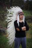PRICE REDUCED N93- Extra Large White  Feather Headdress (43  inch long )/ war bonnet.