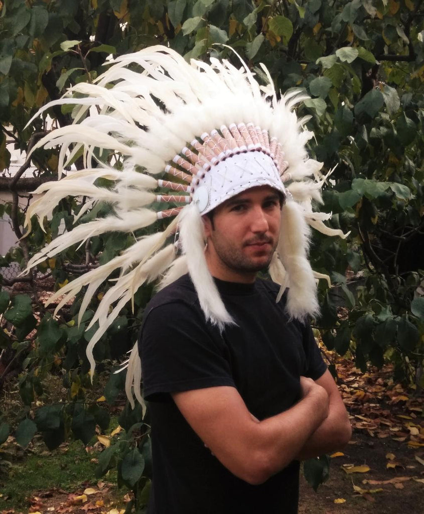 PRICE REDUCED X26 White Feather Headdress / Warbonnet.