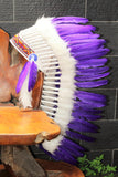COLLECTION Y50 FLUOR : Coiffe en plumes violettes moyennes / Bonnet de guerre de style amérindien (36 pouces de long).