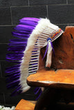 Y50 FLUOR  COLLECTION : Medium  Purple Feather Headdress / Native American Style Warbonnet (36  inch long ).
