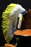 PRICE REDUCED Y32 Medium  Yellow  Feather Headdress / Native American Style Warbonnet (36  inch long ).