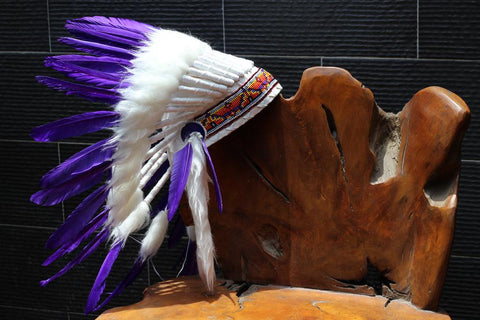 X49 FLUOR COLLECTION: Purple  Warbonnet .Native American Style Feather Headdress