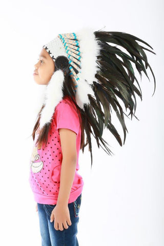 N31- From 5-8 years Kid / Child's: natural color feather Headdress 21 inch. – 53,34 cm.