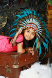 N32- De 5-8 ans Enfant/Enfant : Coiffe plume turquoise 21 pouces. – 53,34 cm.