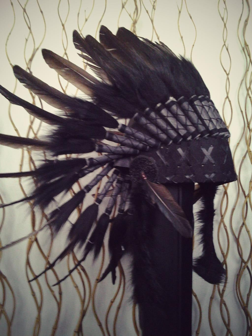 PRICE REDUCED N64- Black Feather Headdress. Native American  display picture 3