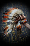 X05 - Coiffe de chef en plumes marron trois couleurs / Warbonnet de style amérindien