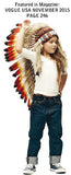 N13- From 5-8 years Kid / Child's: Long three colors red swan feather Headdress 21 inch. – 53,34 cm.