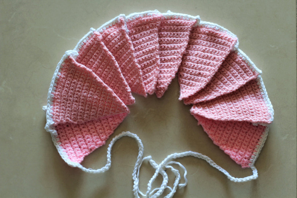 Garland Flag Crochet . Nursery Decor. Wall hanging decoration. Soft Pink Colour
