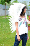 PRICE REDUCED N81- Medium White Feather Headdress / Standard size 23 inch head circumference