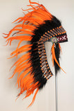 PRIX RÉDUIT Y19 Native Medium Orange Feather Coiffe/bonnet de guerre.