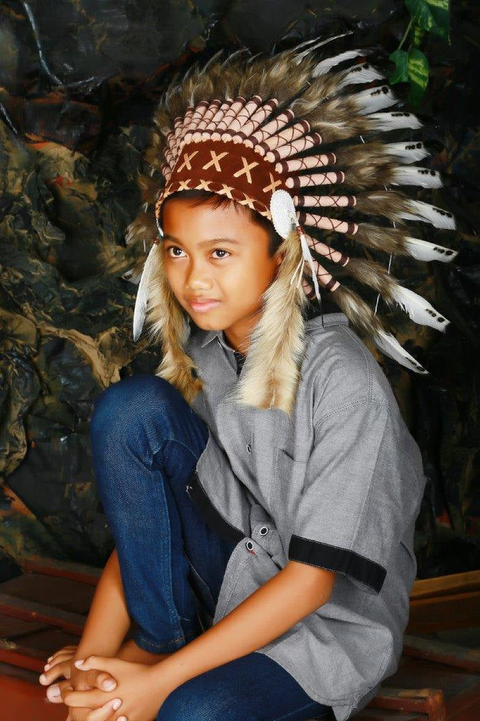 K12 From 5-8 years Kid / Child's: white and black swan feather Headdress 21 inch. – 53,34 cm.