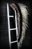 PRICE REDUCED Z06 Extra Large White  Feather Headdress (43  inch long )/ war bonnet.
