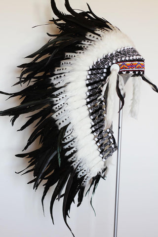 PRICE REDUCED N77 - Medium Size Double Feather Headdress (36 inch long ).