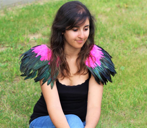 Shoulder Wings feathers: pink  and black